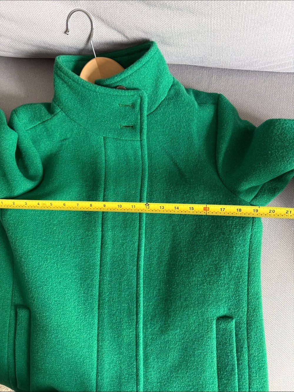 J. Crew Emerald Green Wool Zip-Front Pea Coat Size 6 - Picture 6 of 13